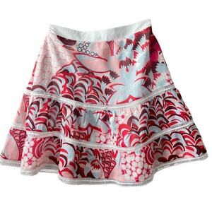 Mulla Miniskirt NWT Women’s Size M Multicolor Abstract Floral Ladder Lace